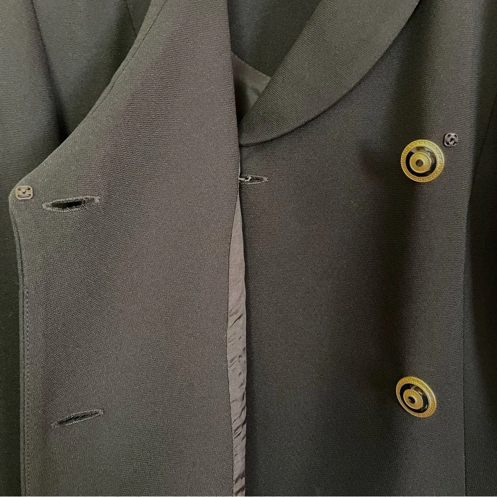 Vintage Talbots Black Double-Breasted Blazer w/ Gold & Enameled Buttons Size 4